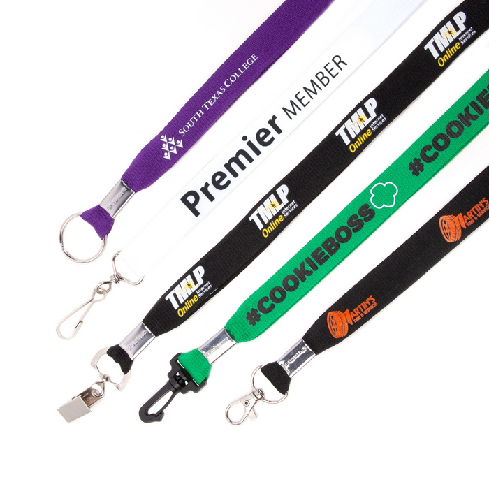 SDP3417350  Flat Polyester 3/4" Lanyards with C...